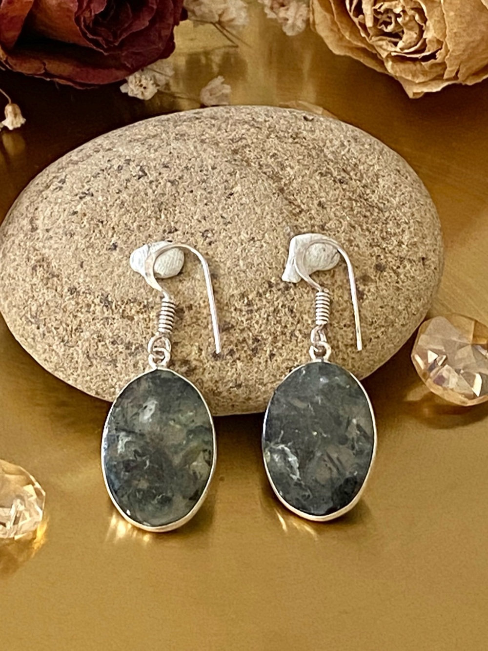 Natural Prehnite Hand Crafted Earring